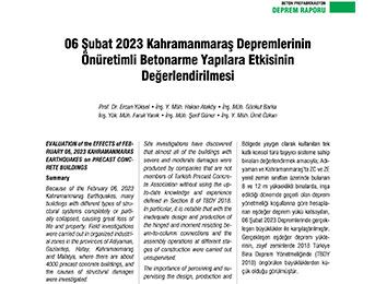 06 Şubat 2023 Kahramanmaraş Depremlerinin Önüretimli Betonarme Yapılara Etkisinin Değerlendirilmesi